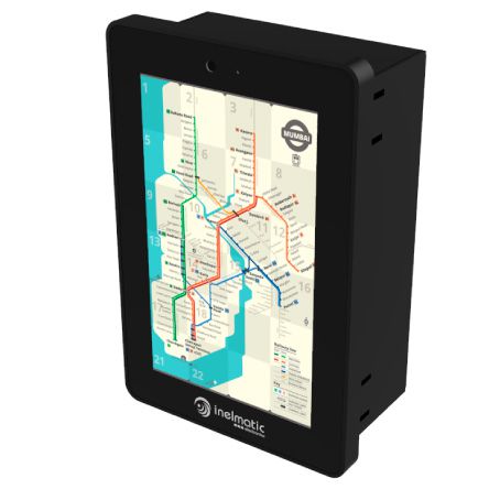 EDP501 is a 5 inches panel or wall mount screen with integrated CPU for transportation and public vehicles - Inelmatic