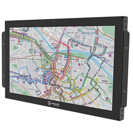 EDO1850 is a 18.5 inches Full HD (1920x1080px) open frame screen with integrated CPU for transport and public vehicles - Inelmatic